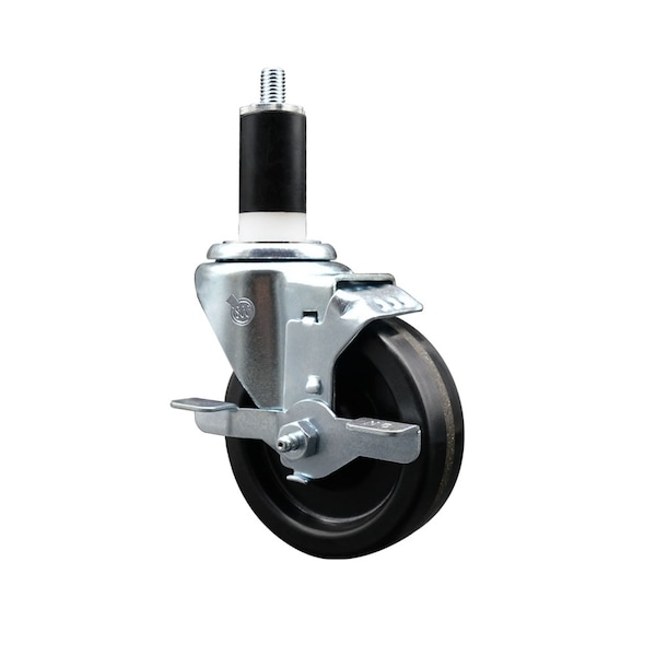 Service Caster 4'' SS Phenolic Swivel 1-3/8'' Expanding Stem Caster with Brake SCC-SSEX20S414-PHS-TLB-138 - main